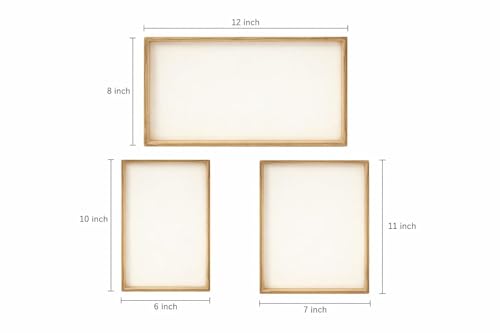 Image of Premium Wooden Serving Tray Set of 3 | Ethnic Indian Art Printed Tea, Coffee & Snack Trays | Decorative Multipurpose Home & Kitchen Serving Tray (A-01)