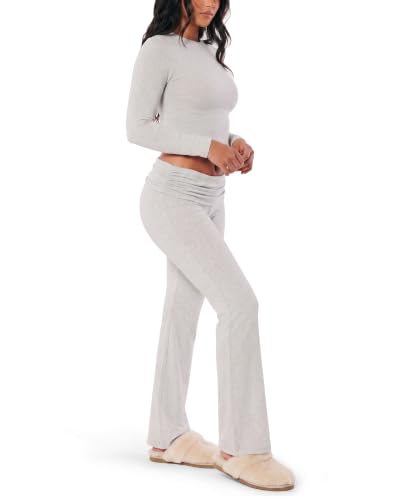 Image of ZOOSIXX 2 Piece Sets for Women Flare Leggings Long Sleeve lounge Pajama Sets Casual Outfits
