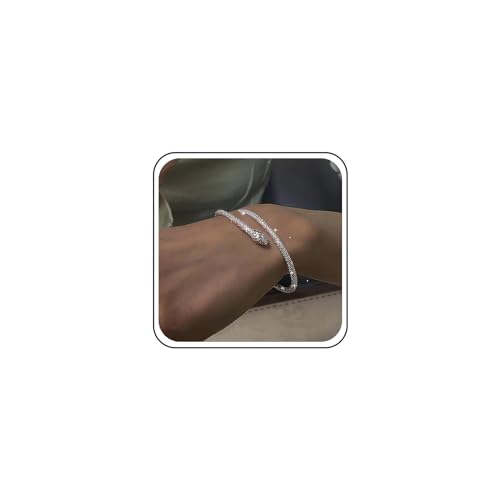 TseenYi Punk Serpiente Pulsera Brazalete Plata Serpiente Brazalete Serpiente Serpiente Pulsera Brillo Serpiente Pulsera Brillante Encanto La Joyería Los Animales Para Las Mujeres Y Las Niñas