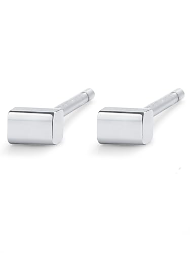 Image of Solid 925 Sterling Silver Stud Earrings for Women & Men, Hypoallergenic 18K Gold Plated & Silver Small Studs, Minimalist Elegant Earrings for Birthday, Party, Daily Gift