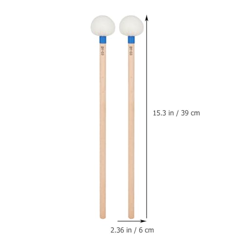 Baquetas Abaodam, 2 piezas, mango de madera y cabeza de fieltro para instrumentos de percusión, ideales para timbales y bombo miniatura 7