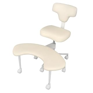 Wufuuoa Sedia da ufficio ergonomica con gambe incrociate, con ruote e ammortizzatori, sedia girevole a 360°, cuscini più larghi e spessi per sedia da meditazione, scrivania in ginocchio regolabile in