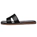 Rihero Black Flat Sandals for Women Dressy Summer Slip On Peep Toe Slide Black Sandals Size 5.5