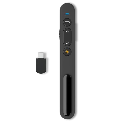 Powerpoint Fernbedienung Presenter mit USB C Empfänger: 2,4 GHz Präsentationsfernbedienung, Rot Pointer für Präsentationen, Präsenter für Lehrer, Büro, Besprechungen, Berichte
