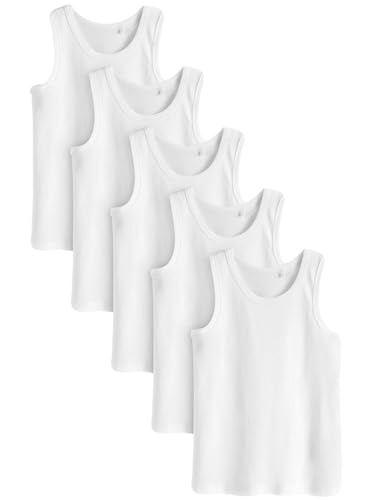 NEXT Jungen 5er-Pack Trägertops aus Biobaumwolle Weiß 92-98
