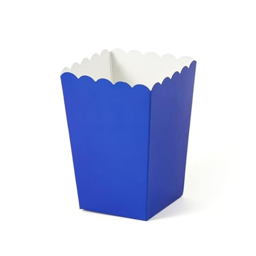 Caja de Palomitas de Maíz Azul, Contenedor con Borde Ondulado para Fiestas y Eventos,24 piezas