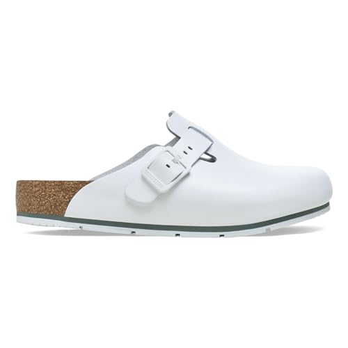 Miniatura 3 de Birkenstock Zuecos De Piel Boston Pro - Zapatos Profesionales Certificados De Alta Calidad Para Medicina, Gastronomía Y Servicio, Blanco, 48 Eu Estrecho