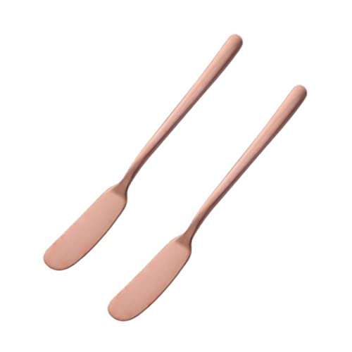 HOLIDYOYO Coltelli Da Burro in Acciaio Inossidabile 304 Set 2 Pezzi, Taglierina Multiuso Per Formaggio, Burro e Confettura, Lame Affilate Per Uso Professionale e Domestico, Utensili Cucina Oro Rosa