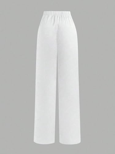 Womens Classic Casual Pants Loose Straight Leg Waist Front Pants2