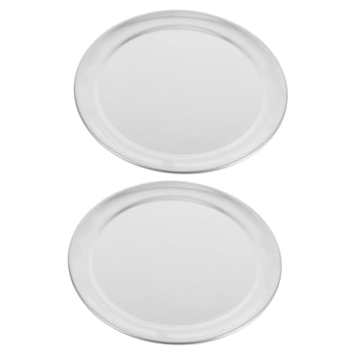 FUNOMOCYA 2pcs Baking Tray Pizza Baking Pan Pizza Baking Cooking Pans Pizza Platters Pans Round Pizza Pans Toaster Oven Tray Pizza Trays for Oven Pizza Plate Stainless Steel Silver