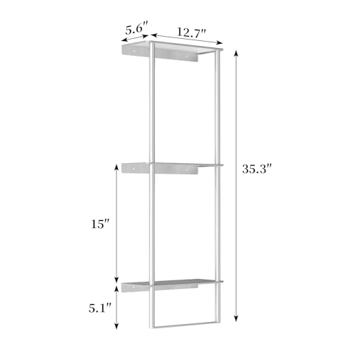 Towel Racks for Bathroom, 3 Tier Towel Rack with Shelf and Towel Bar, Wall Mounted Towel Rack, Towel Storage and Organizer - Brushed Nickel - Thumbnail 3