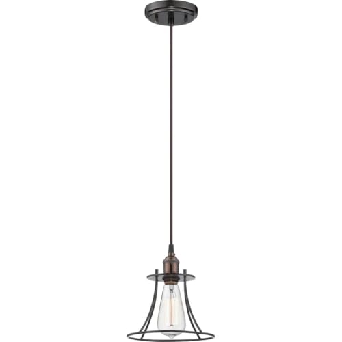 Image of Nuvo Lighting 60 /5511 Vintage Incandescent One Light Pendant Open Cage Wide Opening Rustic Bronze