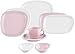 Produktbild KARACA Lena Rosa Geschirr Set mit Tee/Kaffeetasse für 6 Personen- Kombiservice Weiss, 26 Teiliges, Teller Set Porzellan Tafelservice, Frühstücksset, Spülmaschinen, Einzigartiges Design, Praktische