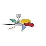 Agitatore/Ventilatore da soffitto con 6 pale in legno multicolore 1 lampada Vinco- 70928