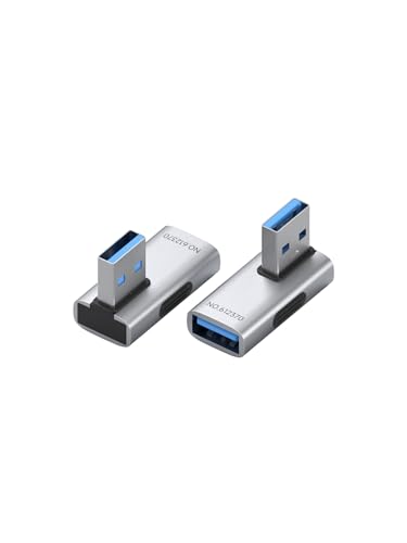 Image of Hagibis USB 3.2 Adapter 2 Pack, 90 Degree Right and Left Angle USB A Male to Female Connector OTG Adapter Cable Extender for Laptops Charger PC Car Mouse Keyboard (Vertical Front)