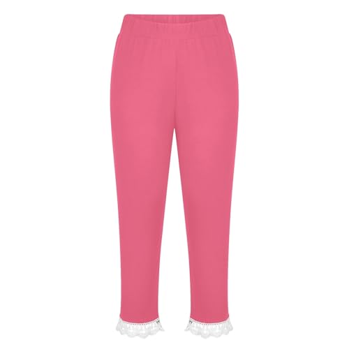 Girls Kids Cropped Leggings Bottoms Lace Stretchy Skinny High Waist Yoga Pants Solid Soft Summer Dance Sport Clothes4