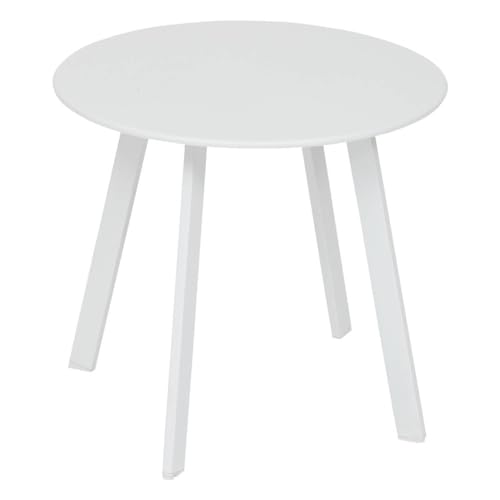 Hespéride - Table d'appoint de Jardin Ronde Saona Blanc en Acier D50 cm
