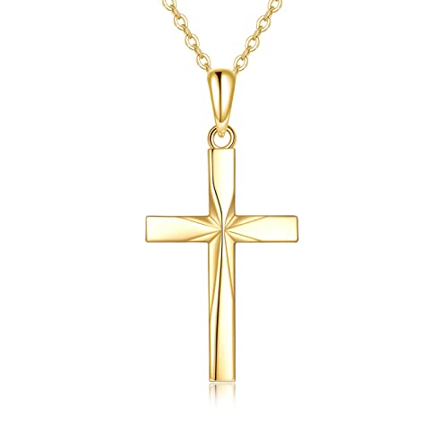 ELFRONT 14K Solid Gold Cross/Hecate Necklace for Women Delicate Gold Tree of Life Cross Pendant Necklace Religious Jewelry Gifts for Girl Wife Mom - Main Image