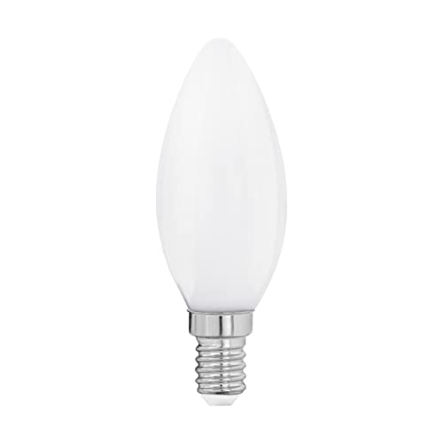 Eglo LED Candle Light Bulb Milky, Opaque E14 Edison lamp, 4 watt (Equivalent to 40 watt), 470 Lumen, Warm White Glow