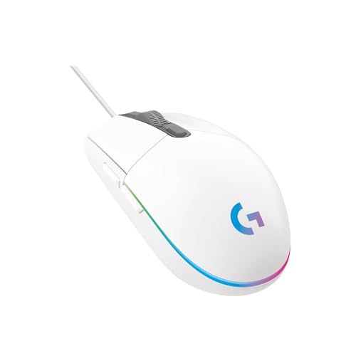 Logitech G203 Lightsync Gaming Mouse with Customizable RGB Lighting, 6 Programmable Buttons, Gaming Grade Sensor, 8 k dpi Tracking, Light Weight (White)