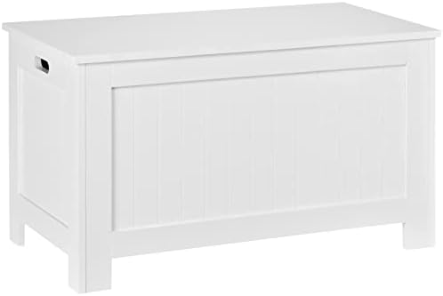 HOMCOM Coffre De Rangement Malle à Jouets MDF Blanc 62L X 40l X 46H Cm - Idéal Chambre Enfant