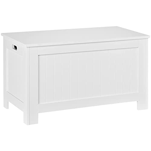 HOMCOM Coffre Malle de Rangement 81L x 40l x 46H cm MDF Blanc