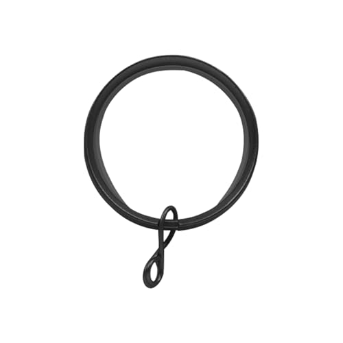 Image of TWOPAGES 12 Pack Curtain Rings with Eyelets, 1.5 Inch Black Drapery Rings
