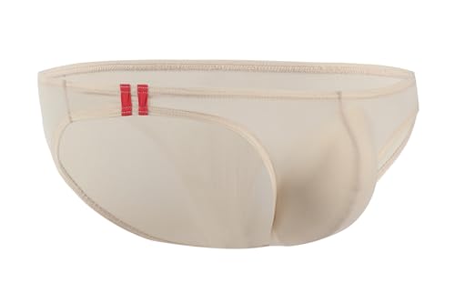 Maiclaice Homme Soie Glacée Vintage Taille Basse Shorty Bikini Elastique Spliced Slip sous-vêtement Couleur De Peau Grand