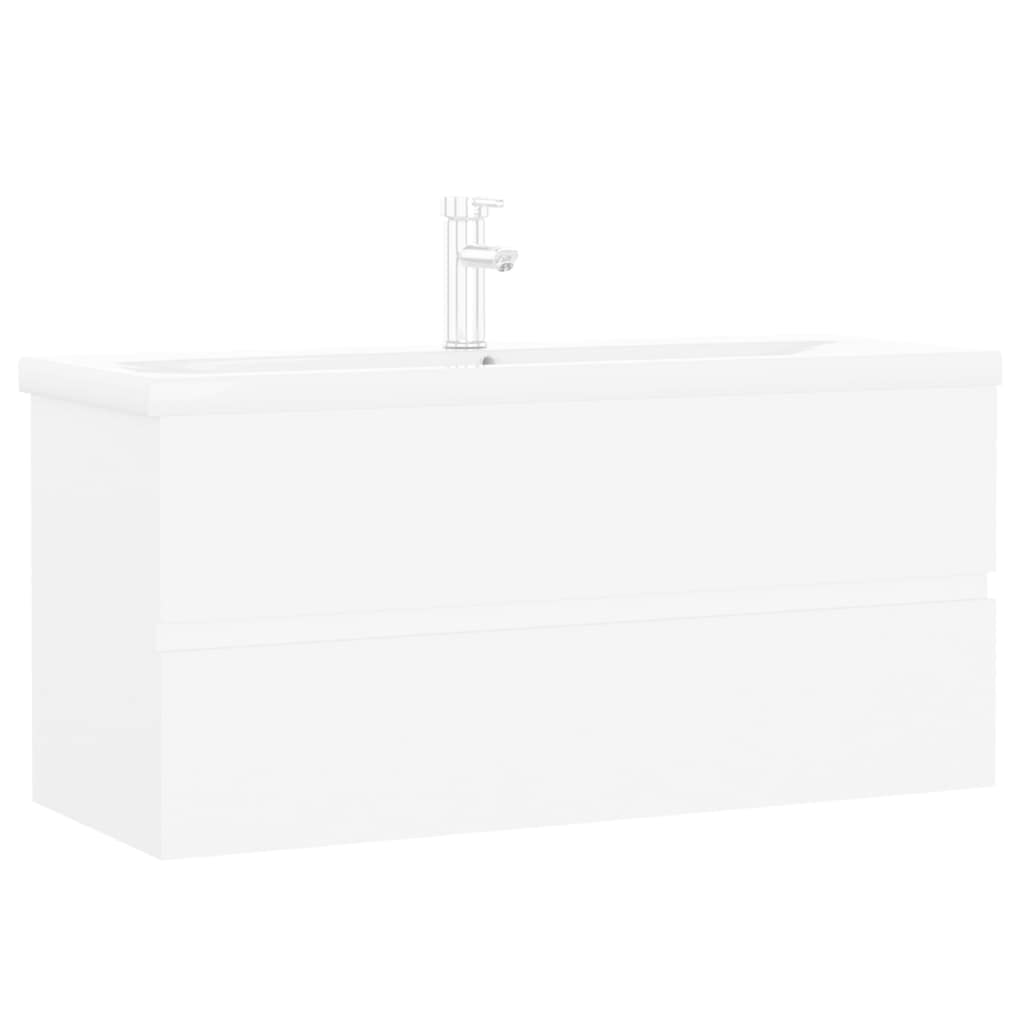 Mobile Bagno con Lavabo Integrato Bianco in Legno Multistrato