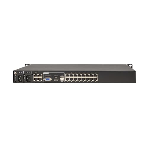 Image of Eaton 16-Port Rack KVM Over IP Switch, Cat5 /Cat5e, Virtual Media KVM, 4 Users (Remote + 1 Local User), Free Software, VGA or HDMI KVM, 1U Rackmount, TAA Compliant, 3-Year Warranty (B064-016-04-IPH)