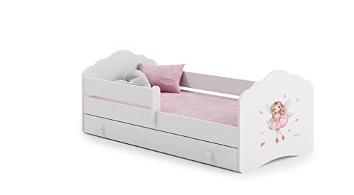 MEBLEKO Cama infantil Fala 'Raya con las ales' 140 x 70 con un cajón y un riel