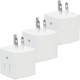 PLUGTUL 3 Outlet Wall Adapter, 90 Degree 3 Way Plug Adapter Cube Tap, 3 Prong Multi Plug Outlet, Outlet Extender for Home Office School Dorm, ETL Listed, White, 3Pack