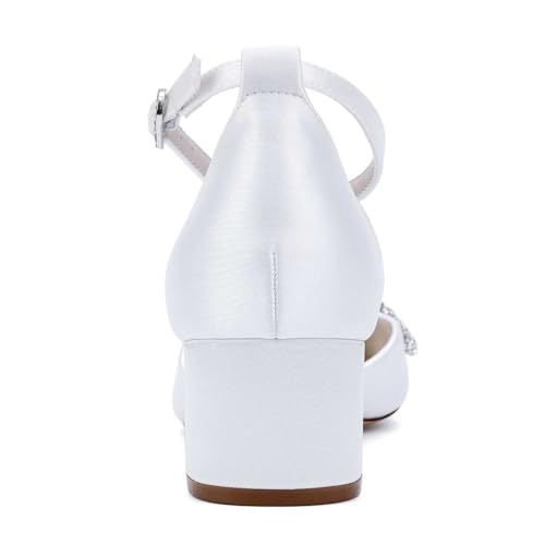 Pointed Toe chunky Sandals for Women, Kitten Heel for Women with Ankle Strap, Closed Toe Wedding Shoes for Bride, Summer Dressy4