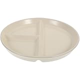 BIUDECO Plato de Cerámica Dividido en 3 Compartimentos, Vajilla para Control de Porciones, Color Blanco Leche, Adecuado para Desayuno, Dieta y Comida Saludable, Plato de Porción para
