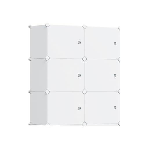 大容量 ワードローブクローゼット 1個30cm*40㎝ 収納容量33％アップ 衣類収納 整理棚 収納ボックス ドア付き カラーボックス ぬいぐるみ収納 洋服整理 防カビ樹脂製 鋼鉄フレーム 組み立て式 耐荷重設計 耐久性 【白・扉付き, 6box（30cm*40cm）】