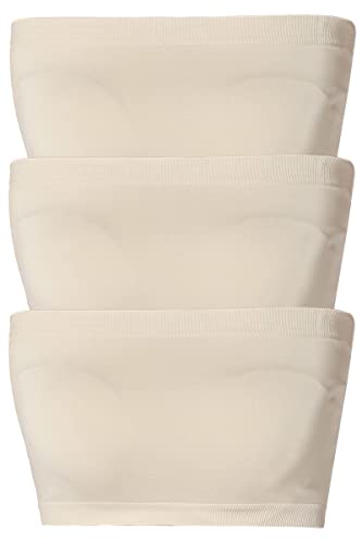 Image of TheMogan Women's Seamless Bandeau Bra Tube Top Strapless Nylon /Span Stretch Bralette