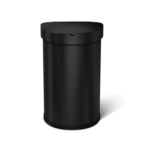 simplehuman Semi-Round Sensor Can, 45L / 12 Gallon Touch-Free Kitchen Trash Can, Adaptive Motion Sensor, Liner Rim, Liner Pocket®, ADA-Compliant, Matte Black Steel - image 2