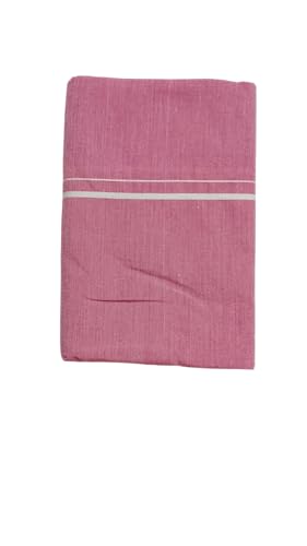 Image of Pure Cotton Dhoti for Men (1.28 x 1.87 m) | Solid Panchalu with Varied Small Color Border | Kerala Cotton Veshti, Khadi Dhoti | Lightweight Pooja & Temple Wear