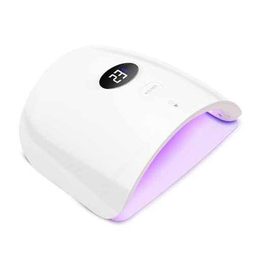 LASONAS Cordless UV LED Nail Lamp 48W Professional Rechargeable Nail Lamp 48W UV Light for Gel Nails, 24 LED Gel Curing Light, Smart Sensor, 2 Timers, LCD Display, Removable Base for Salon & Home