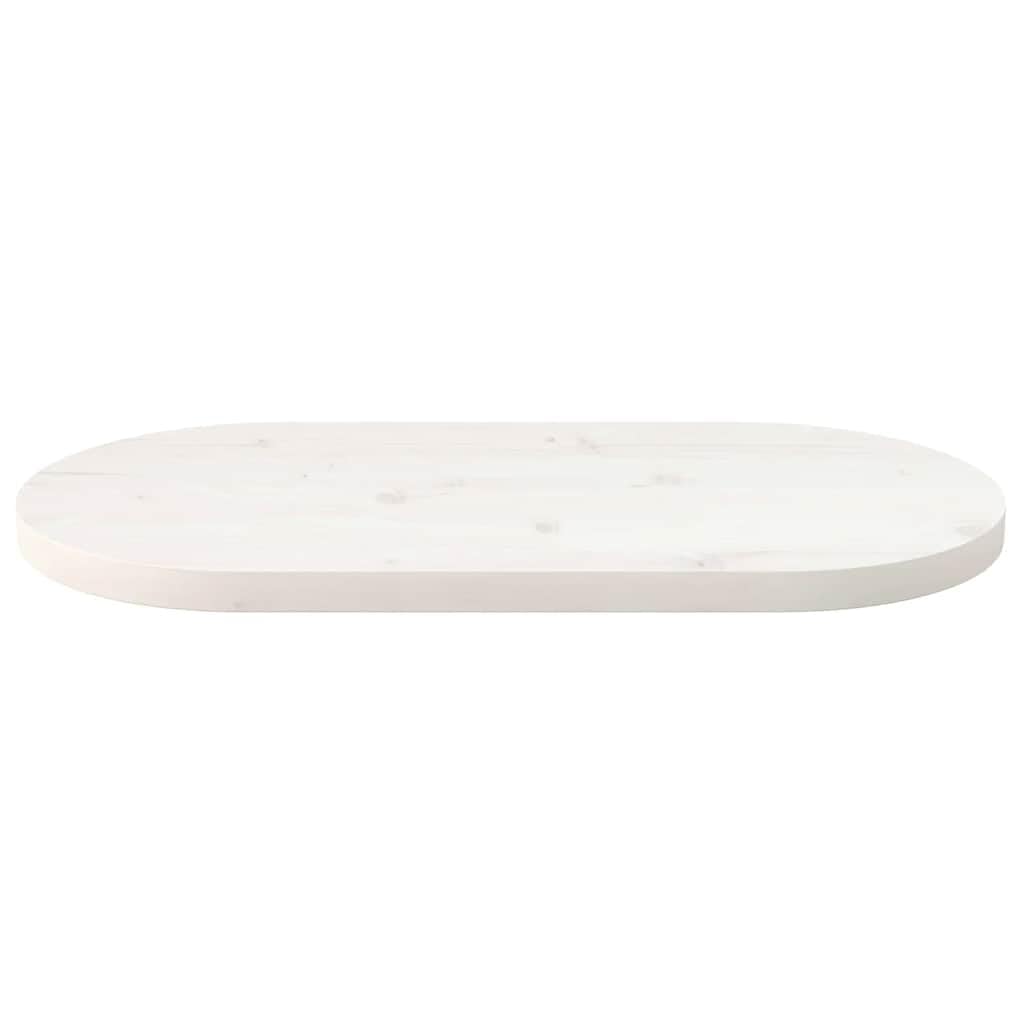 Générique Tischplatte, weiß, oval, 80 x 40 x 2,5 cm, aus massivem Kiefernholz, Ersatzplatte, bemalt, für Bass, Bar, Konsole oder Büro