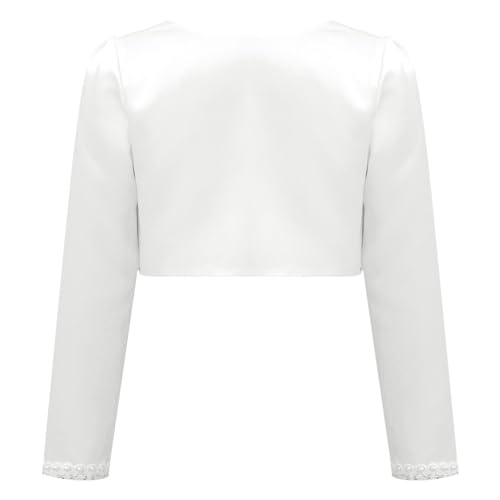 JEATHA Kids Girls Long Sleeve Open Front Bolero Shrug Pearls Sequins Beaded First Communion Cardigan Coat2