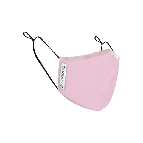 Sonovia Reusable Face Mask with Patented Breathable Fabric, Unisex Cloth Washable 2 Layer Cover with Anti Fogging Nose Wire and Adjustable Ear Straps, Pink Medium (Pack of 1) Cover