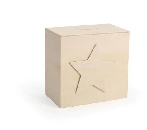 Bruneau Tirelire Etoile en Bois, Peinture/Collage/Mosaique/Gluepatch Décorer, 60mm Epaisseur,...