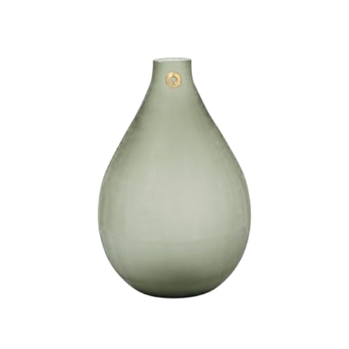 Jarrón Venezia de cristal soplado salvia con acabado martillado – Jarrón de gota mediano de diseño con tachuelas doradas, florero hecho a mano en Italia, idea de regalo de lujo