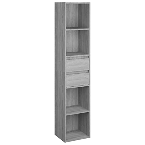vidaXL Bibliothèque Étagère de Rangement Armoire à Livres Organisateur Meuble de Rangement Intérieur Sonoma Gris 36x30x171 cm Bois d'Ingénierie