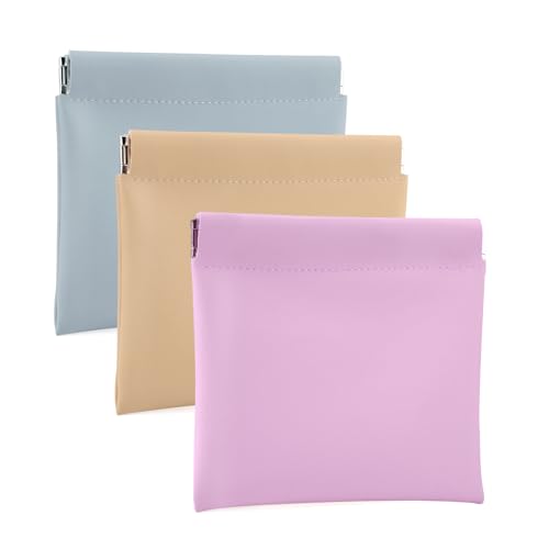 Image of BUSOHA Small Makeup Bag for Purse, Mini Portable Cosmetic Bags for Women, Coin Purse Lipstick Cosmetic Accessories Organizer, Small Travel Kit Storage Pouch, 3 PCS, 4.7 x 0.4 x 4.4 inches, Modern