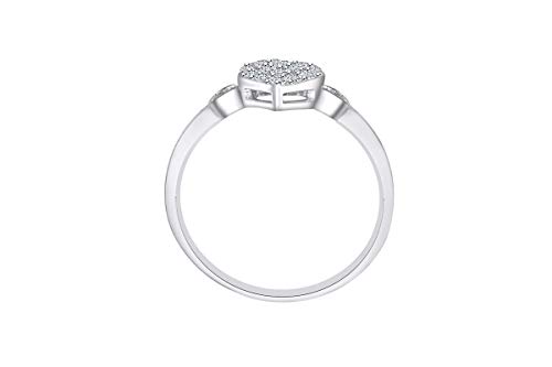 AFFY 14k Gold Over Sterling Silver Round Sparkling Cubic Zirconia Love Heart Promise Ring Jewelry Gift for Womens2