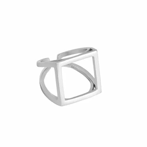 Bague argent 925 ajustable F0366 : design carré mat minimaliste