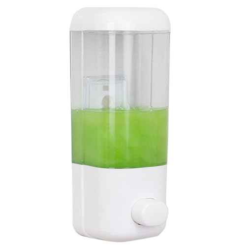 壁掛けソープディスペンサー 実用的 壁取り付け マニュアル 500ml 容量 透明容器 ボディウォッシュ シャンプー スクイーズタイプ ハンドサニタイザー ホワイト