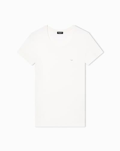 Emporio Armani T-Shirt à col Rond pour Femme, Blanc, Taille S, Coupe régulière, Blanc, S